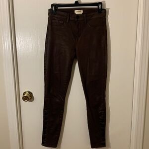 L’agence EUC Margot high rise coated jeans in dark mocha Size 26